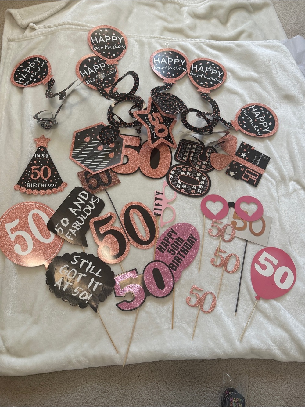 Happy Birthday 50th Party Decorations - Pink and Black